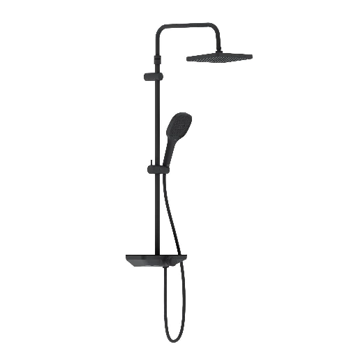 Душевая система с ванно-душевым смесителем-полкой и прогрессивным картриджем, черный 940730300 Damixa Merkur