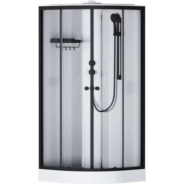 Кабина душевая 90x90, 1/4 круга, профиль мат.черный, стекло прозрачное W94C-401-090BT AM.PM X-Joy