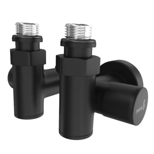 Кран угловой под ТЭН G1/2" комплект 2шт. черный мат