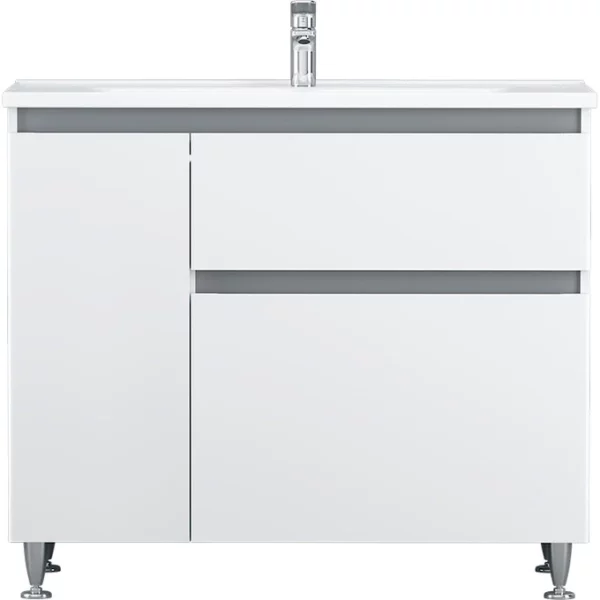 Тумба с раковиной, напольная, 100 см, левая, 2 ящика M85-FSL10026-WC10026WG38 AM.PM X-Joy