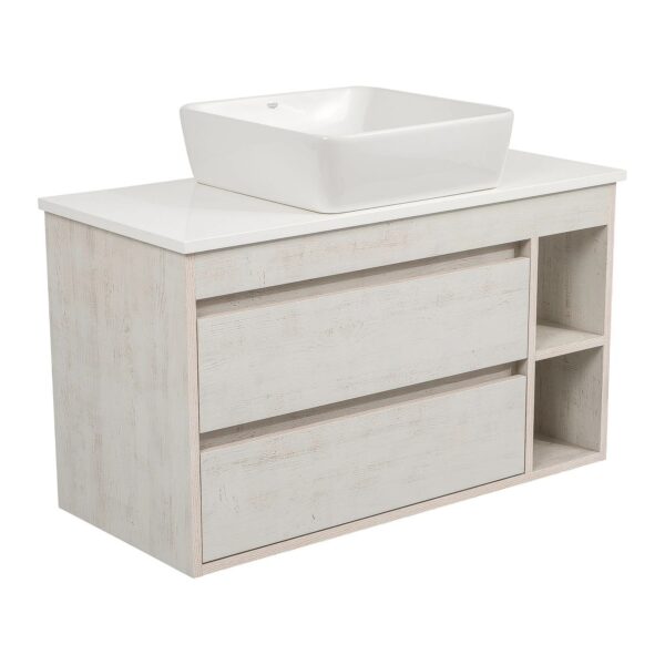 Тумба Аква Родос ,Шельф (нордленд) 100 см со столешницей. Loft-Iron и усл. "One" 46*46 см (квадрат) (конс.) АР000085186