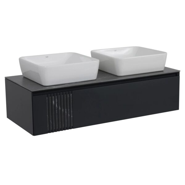 Тумба Аква Родос , Манхэттен антрацит матовый со столешницей 120 см и 2 умывальника ONE 46*46 см квадрат(АР000110448)
