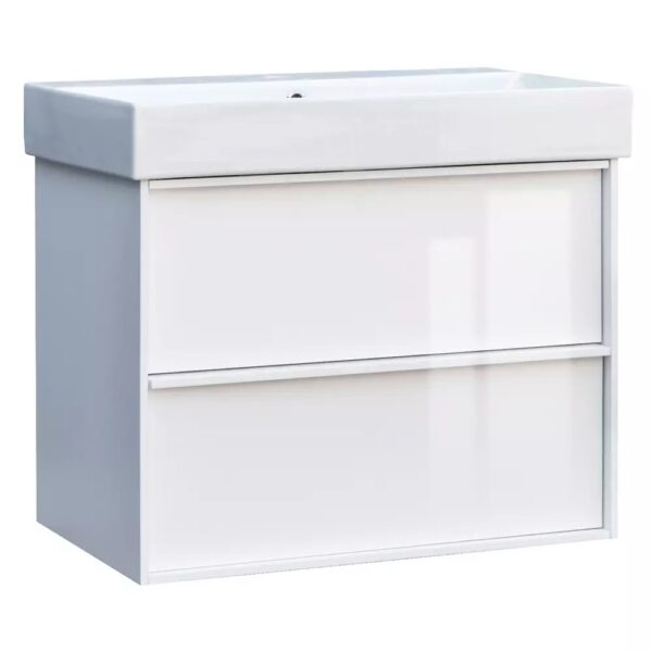 Тумба с раковиной Devit Quadra , 70 см, белая глянцевая (083070W)