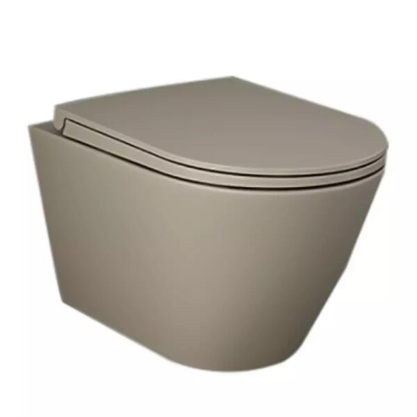 Унитаз подвесной RAK Ceramics Feeling RST23514A Rimless с крышкой Duroplast, SLIM, Soft Close, Quick Release, Rimless, Matt Cappuccino RSTSC3901514