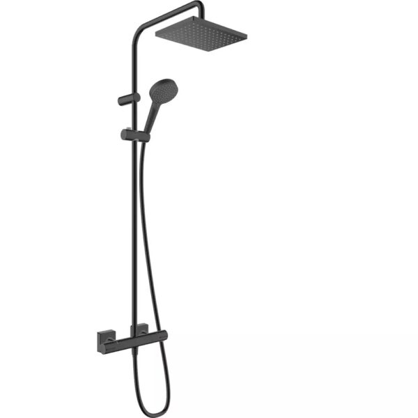 Душевая система hansgrohe Vernis Shape Showerpipe 230 1jet EcoSmart с термостатом черный матовый (26097670)