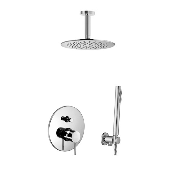 Душевая система Paffoni Shower скрытого монтажа на 2 потребителя, верхний душ 22,5 см с держателем h12 см