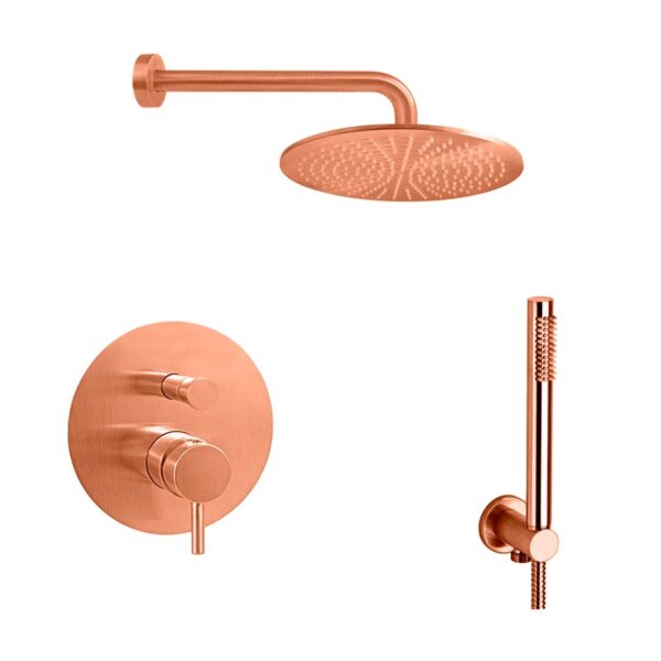 Душевая система Paffoni Shower скрытого монтажа, верхний душ 300 мм, цвет Brushed Copper (KITLIG018RMSP300)