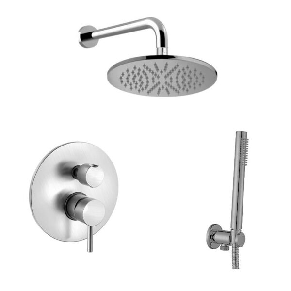 Душевая система Paffoni Shower скрытого монтажа, цвет сталь (KITLIG018ST300)