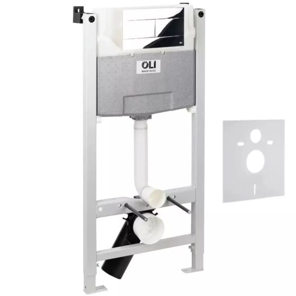 Инсталляция для унитаза OLI120 888781 с клавишей смыва Slim 659044 хром и звукоизолирующей прокладкой
