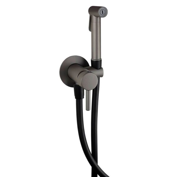 Набор гигиенического душа Paffoni Tweet Round Mix со смесителем и шлангом в цвете Mercury Grey (ZDUP 110 MG)