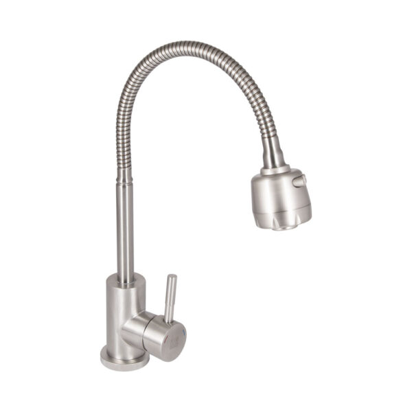 Смеситель для кухни Lidz Aria 015F41 с гибким изливом (k35) Nickel LDARI015F41NKS45306