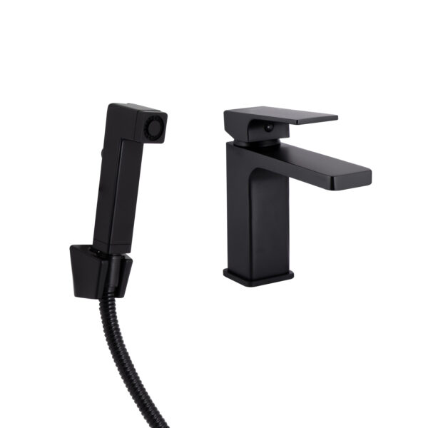 Смеситель для раковины Qtap Gemini с гигиеническим душем Black Matt QTGEM272BLM45690