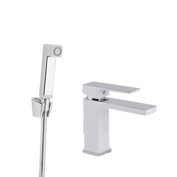Смеситель для раковины Qtap Gemini с гигиеническим душем Chrome/White QTGEM272CRW45691
