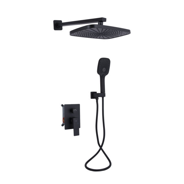 Душевая система для душа Qtap Gemini скрытого монтажа на два потребителя Black Matt QTGEM113BLM45697