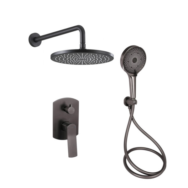 Душевая система универсальная Qtap Slavonice скрытого монтажа на два потребителя  Gunmetal Black PVD QTSLA113GMB45899