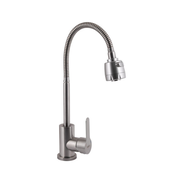 Смеситель для кухни Brinex Pure 015F41 с гибким изливом Nickel BRIPUR015F41NKL