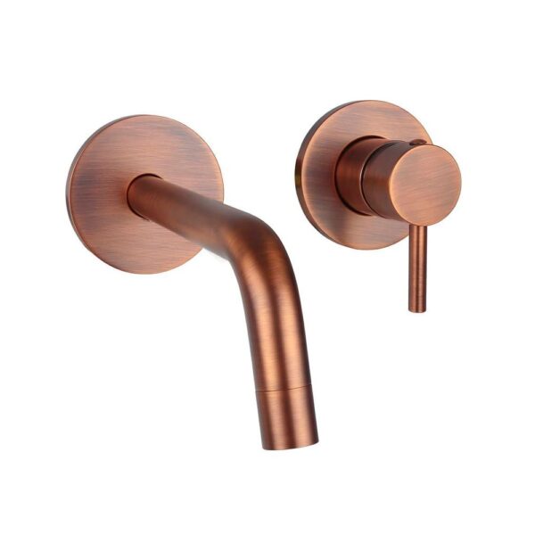 Настенный смеситель для раковины Paffoni Light с изливом 248 мм в отделке Brushed Copper