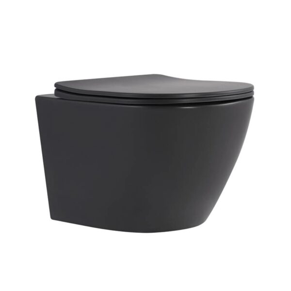 Подвесной унитаз Qtap Robin Ultra Quiet 490×365×325 мм, Anthracite, с сиденьем Slim Duroplast, Soft-close и Quick Release (QT13332381АSAN)