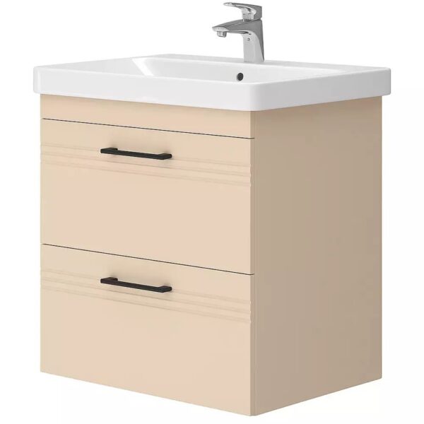 Тумба с раковиной Devit Urbanis 60 см, и черными ручками, бежевая (454060BE)