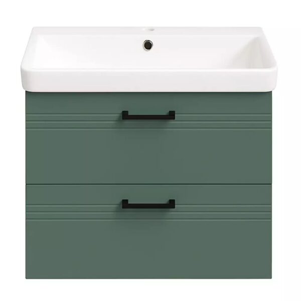 Тумба с раковиной Devit Urbanis 60 см, элегантный изумрудный дизайн с черными ручками (454060E)