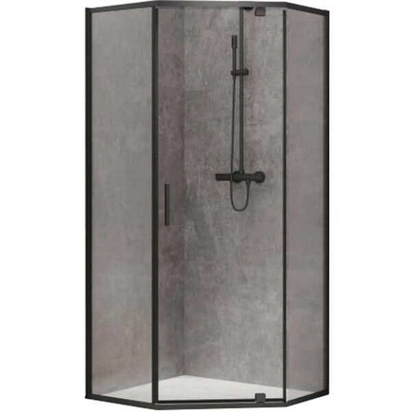 Элегантная душевая кабина Devit Art 2.0 90×90 см, современный дизайн с черным матовым профилем и прозрачным стеклом (FEN0140B)