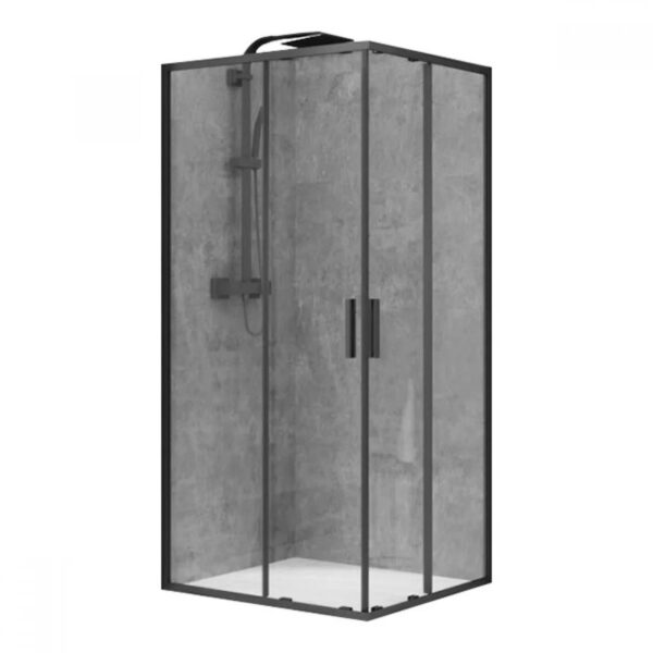 Стильная душевая кабина Devit Art 2.0, 90×90 см, элегантный черный матовый профиль и прозрачное стекло для современного интерьера(FEN2140B)