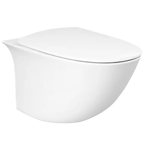 Подвесной безободковый унитаз RAK Ceramics Sensation SENWC1446AWHA+SENSC3901WH с крышкой Soft Close современный комфорт и гигиена