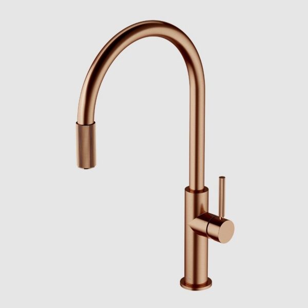 Смеситель для кухни Omnires Switch на две воды с выдвижным изливом brushed copper (SW9057CPB)