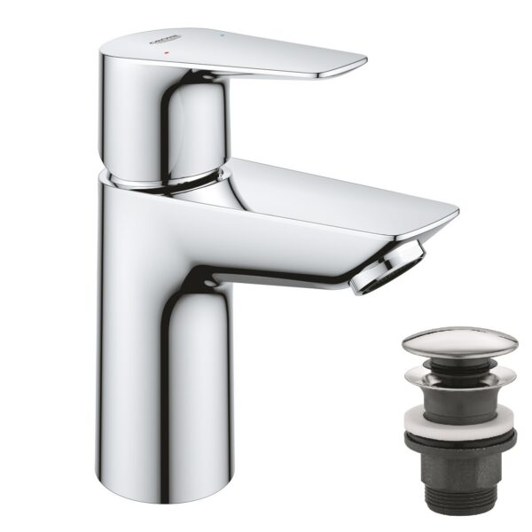 Смеситель для раковины GROHE BauEdge New S-Size с нажимным донным клапаном (23895001)